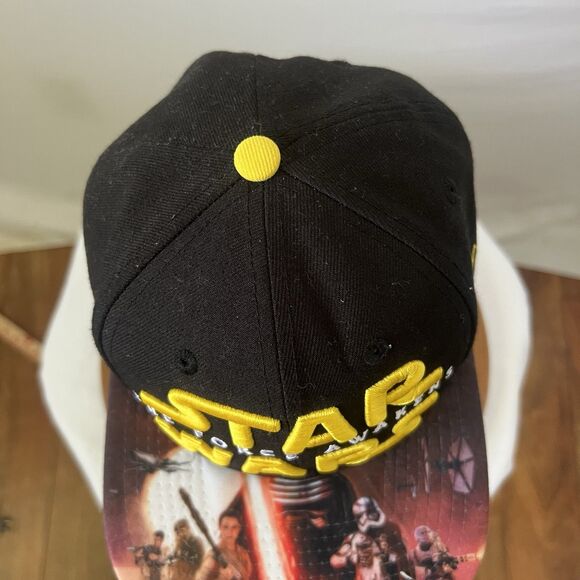 Star Wars The Force Awakens Snapback Hat Black Yellow Embroidered Flat Bill Cap - Picture 3 of 7
